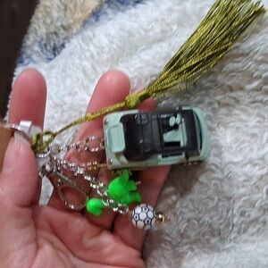 Green Car Keychain with Tassel